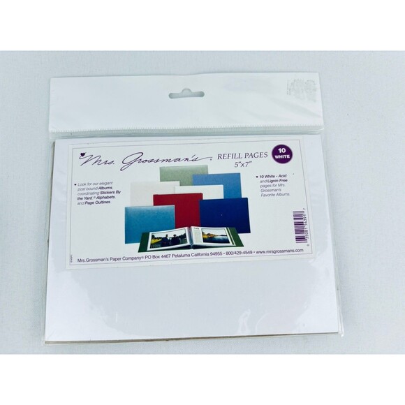 Vintage Mrs. Grossman's 5x7 Scrapbook‎ Refill Pages White 10 Piece - NOS Sealed - Picture 1 of 7